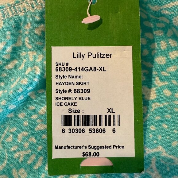 Lilly Pulitzer Hayden Skirt XL Shorely Blue Ice Cake NWT Linen - Picture 6 of 10